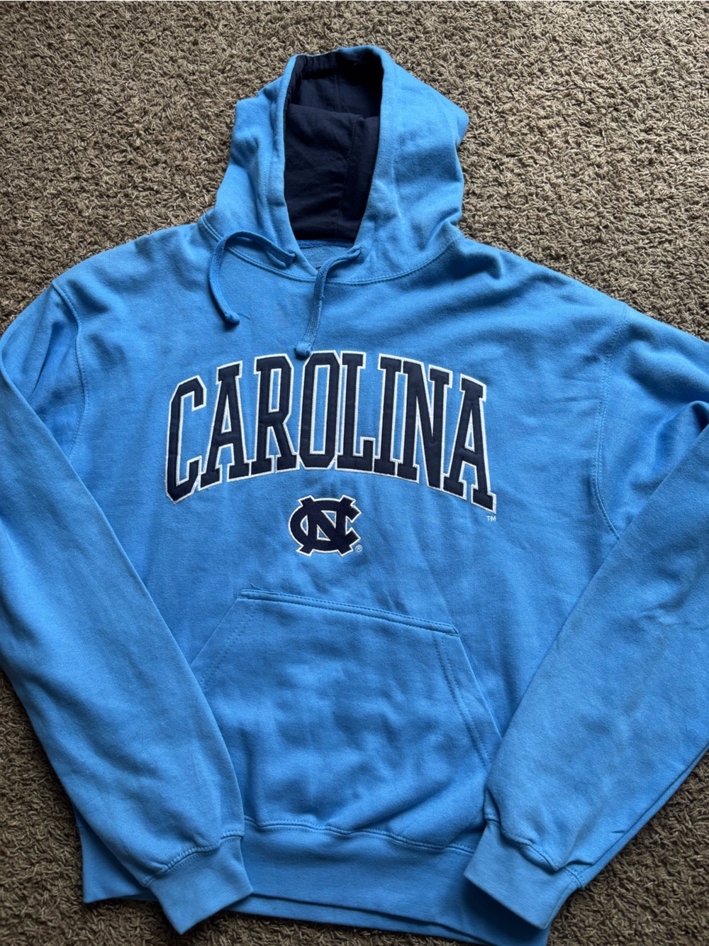 J. America Carolina Blue Pullover Hoodie with Navy Accent